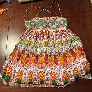 Zara size sm.‎ Embroidered Bohemian Colorful Mini Dress Festival Sun Dress